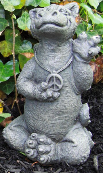 Little Dragon with Peace Sign Sculpture
